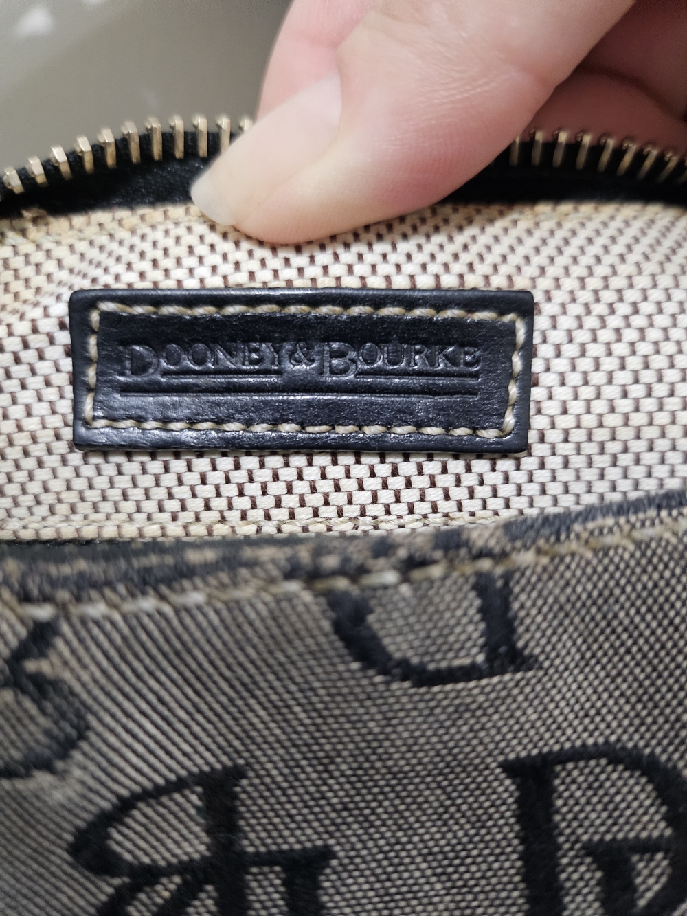 Dooney BOURKE Gray Canvas small Hobo Bag with Black Strap. - Picture 4 of 12